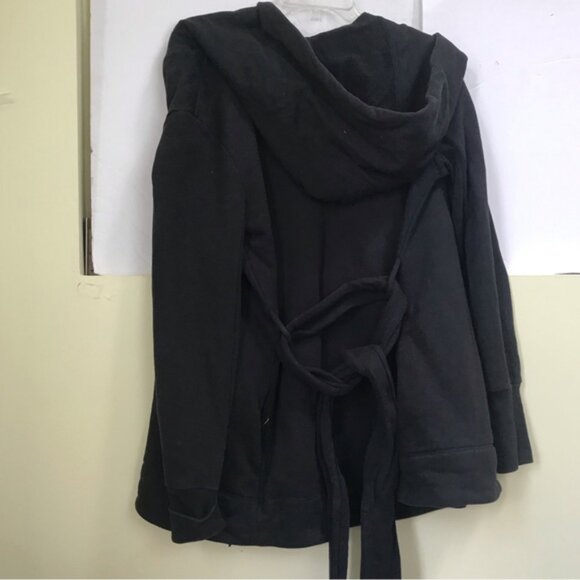 ARITZIA Community Cotton Open Hood Wrap Cardigan Oversize Jacket Sweatshirt Belt - Picture 5 of 16